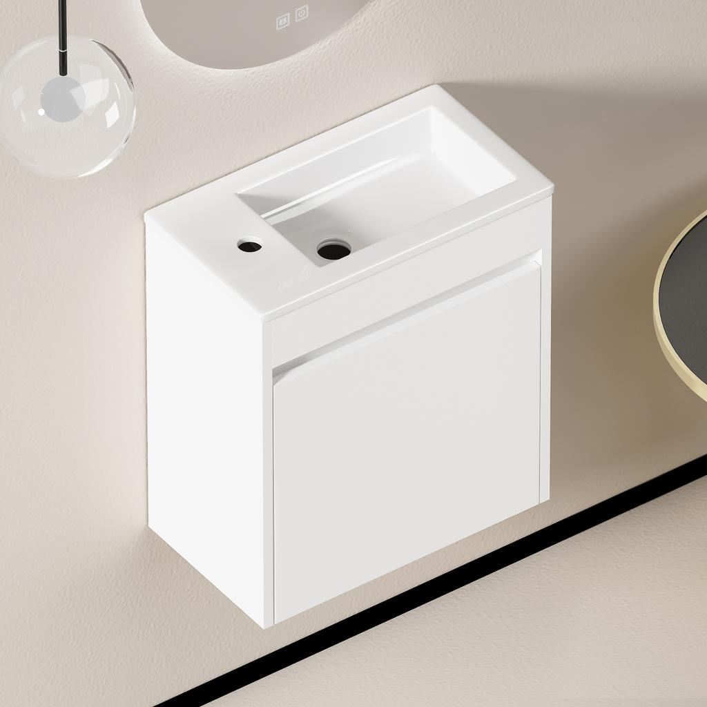 46cm Bathroom Cabinet In White. Ample Storage Cabinet - 1 Soft-Close Door