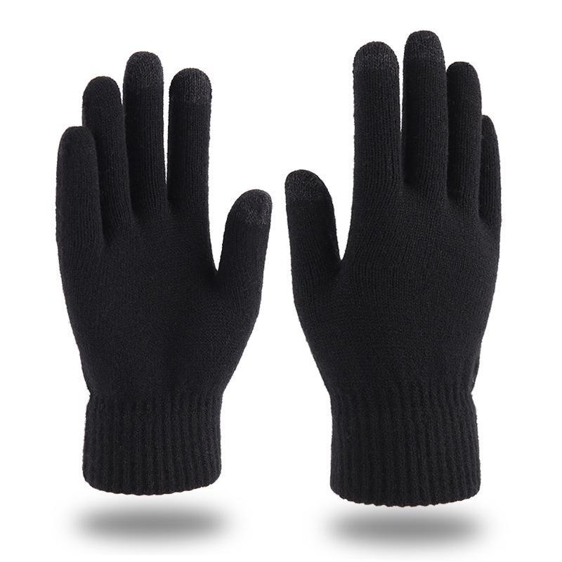 Men's Touchscreen Wool Gloves - Double-Layered, Velvet-Lined, and Warm for Autumn/Winter