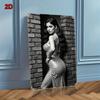 Vintage Metal Tin Sign Shiny Dress Lady Brick Wall Art for Bar Cafe Home
