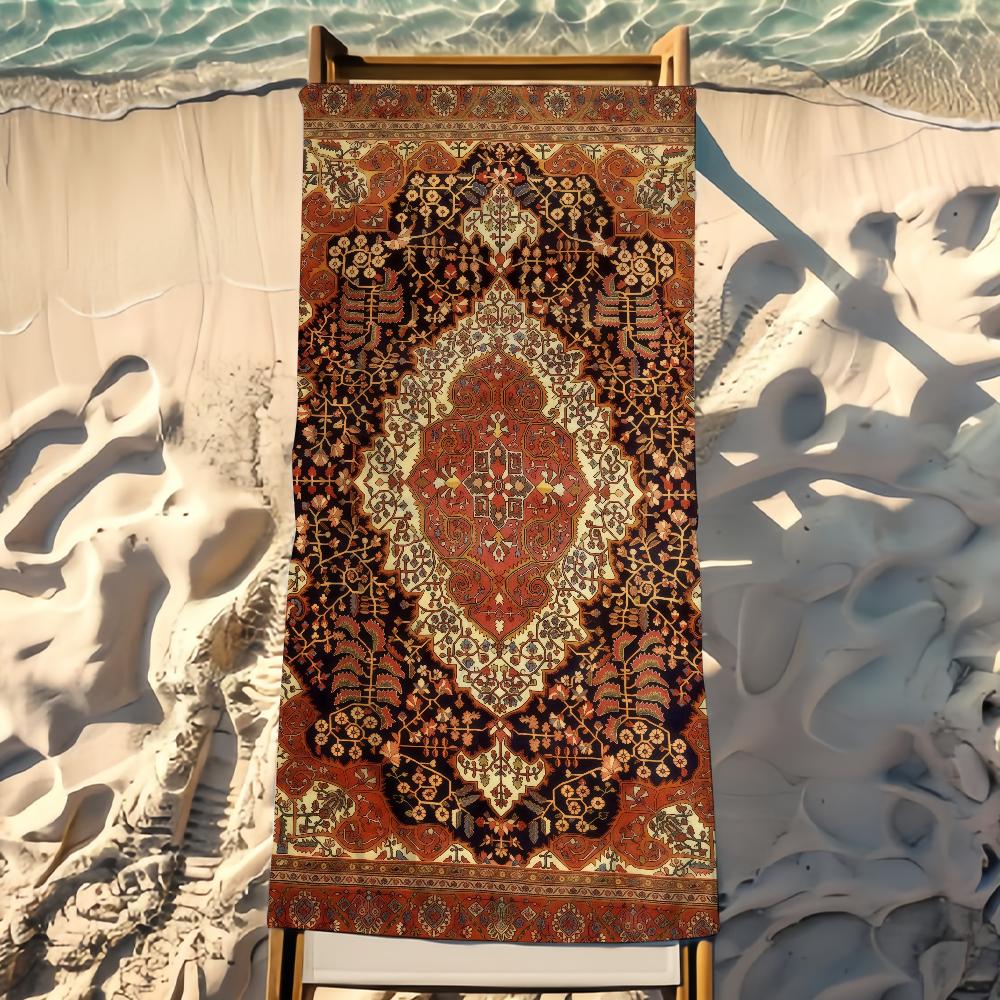 Art Persian Carpet Towel Beach Towel Travel Lightweight Skin Friendly For Pool Beach Camping Cruise Summer