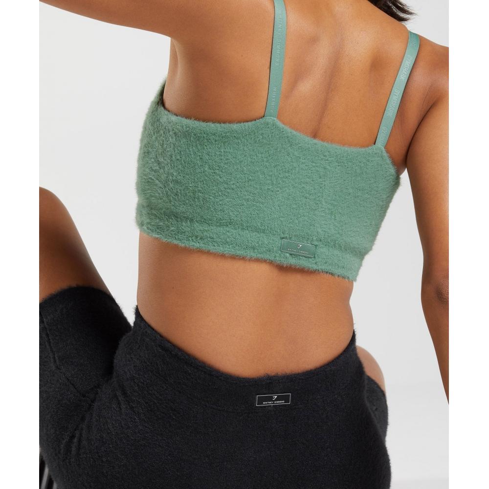 Gymshark Whitney Eyelash Knit Bandeau Leaf Green B4a4z Ebct