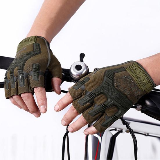 Cycling Mittens Practical Comfortable Wear-resistant Riding Mittens Anti-Shock Half Finger Cover Gloves Cycling Mittens Cycling Supply