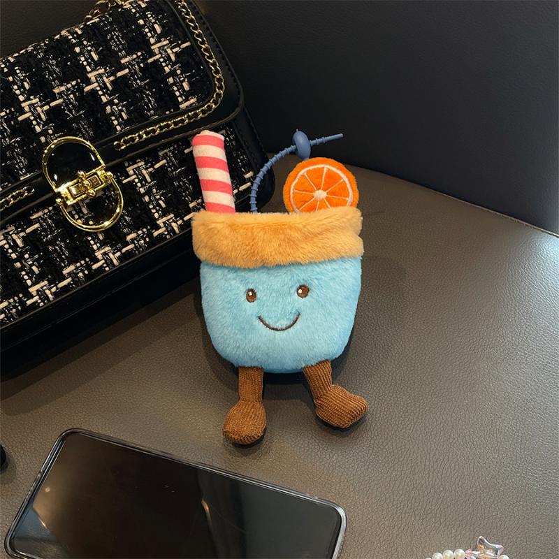 

Kawaii Summer Orange Lemon Watermelon Soda Keychain Backpack Hangings Pendant Decoration Cartoon Plush Stuffed Doll Toy Gift