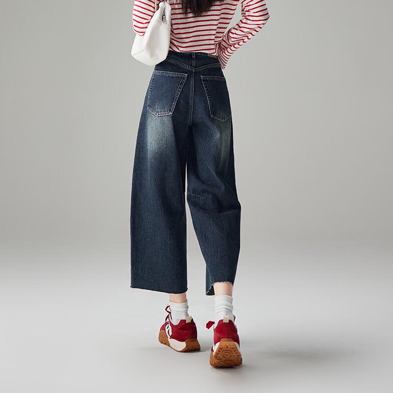 SOFSIL Women's High-Waist Wide-Leg Cropped Jeans