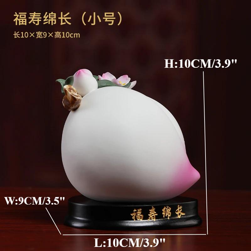 1PCS ceramic longevity peach ornaments living room table feng shui handicrafts birthday gifts for the elderly