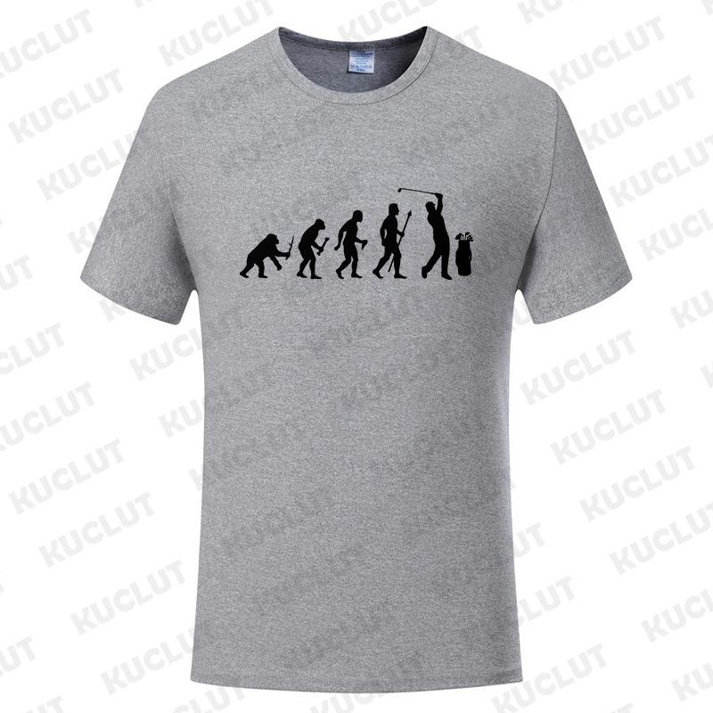 Fashion Brand Clothing Golf Evolution of Man Men's Tee Shirt Round Neck Shirt Short Sleeve Breathable Fashion Casual Shirt Tops