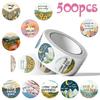 500Pcs/Roll Healing Scenery. Encouraging Words Kids Rewards Stickers - DIY Scrapbooks Album Decor Sealing Label Decals