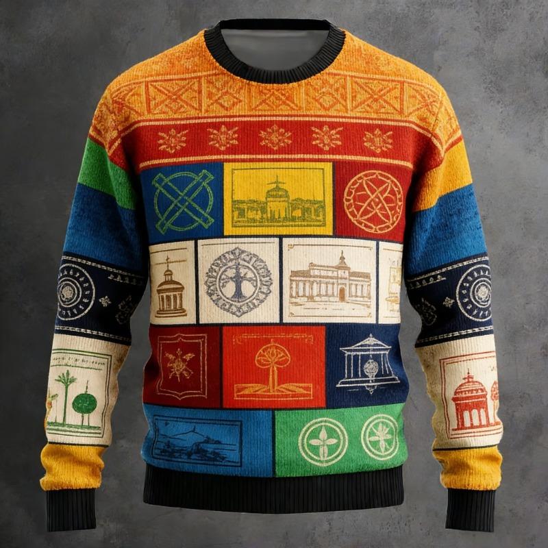 Men's Tree Of Life Pullover Sweater Jumper Knitwear Crewneck Retro Casual Vacation Daily 3D Print Long Sleeve Spring Fall Winter