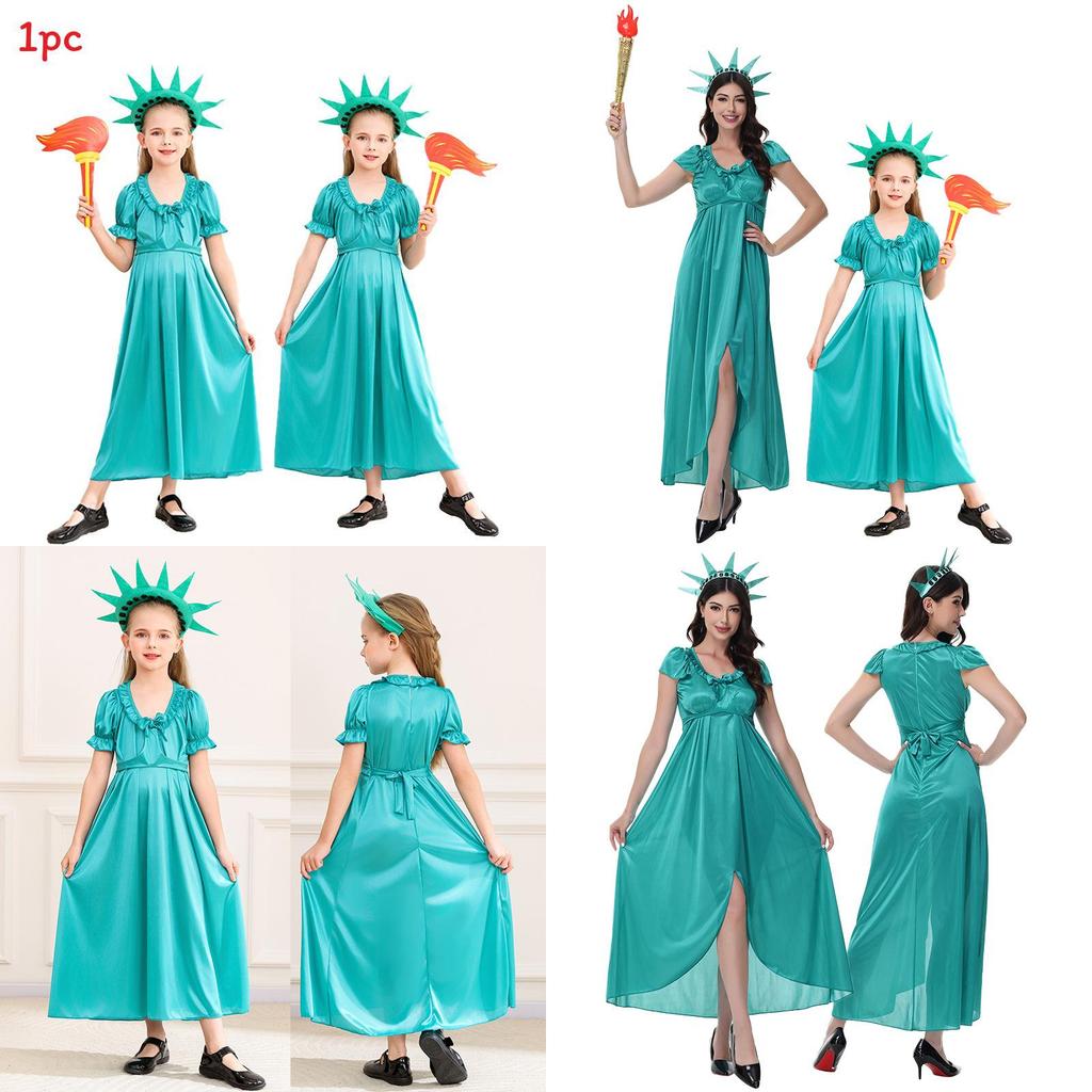 Statue Of Liberty Halloween Outfit With Flexible Polyester For Stage And Cosplay Use
