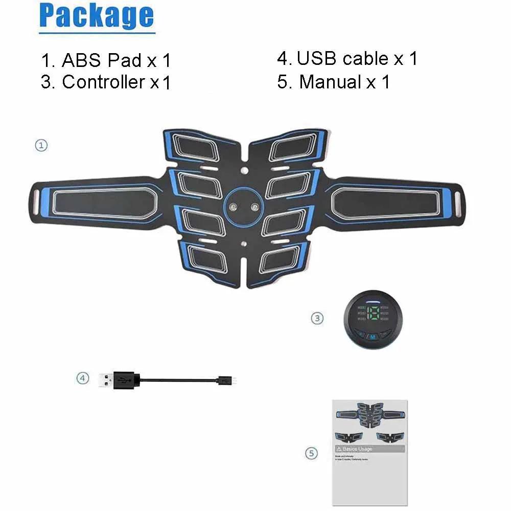 EMS Abdominal Muscle Stimulator Trainer USB Connect Abs Fitness Equipment Training Gear Muscles Electrostimulator Toner Massage