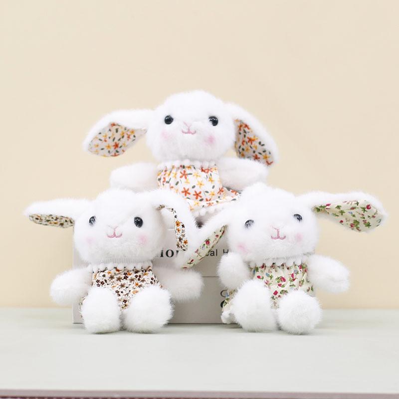 Charming Short Plush Rabbit Keychain Accessory In Lovely Floral Designs Perfect For Bags