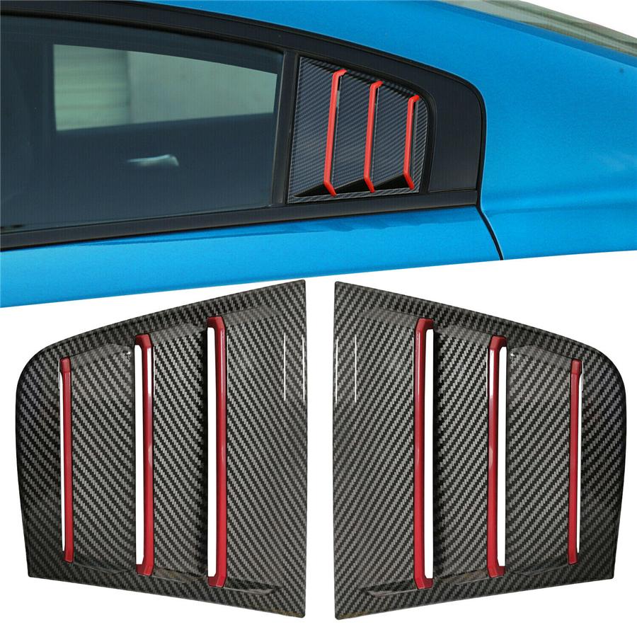 

Carbon Look & Red Rear Side Window Louver Cover Trim for Charger 2011-2021