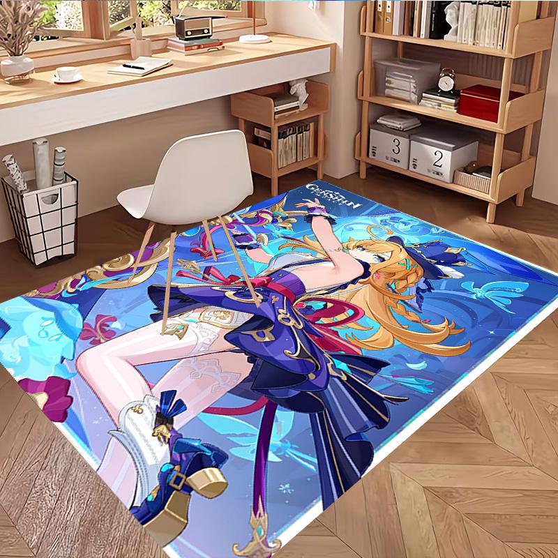 Genshin Impact Print Rug, Washable Floor Carpet, For Entryway Dorm Laundry Room Office Study, Home Decor Birthday Christmas Gift