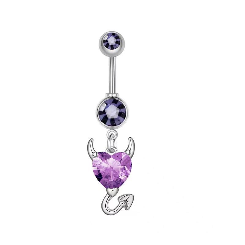 1PC Pink Color Series Crystal Belly Button Rings Snake Flower Heart Belly Ring for Women Stainless Steel Dangled Navel Piercing