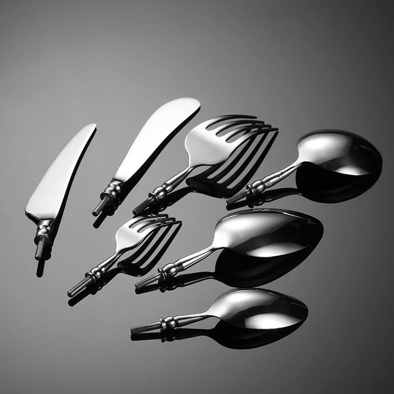 304 Stainless Steel Western Cutlery Set – Knife, Fork, Spoon, Handle with Round Bead Spoon Head.