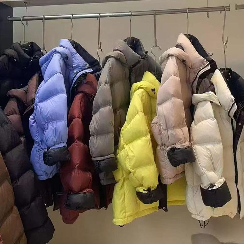 Trendy brand hooded contrasting color down bread clothes women's winter fashion design sense thickened loose couple bread clothes