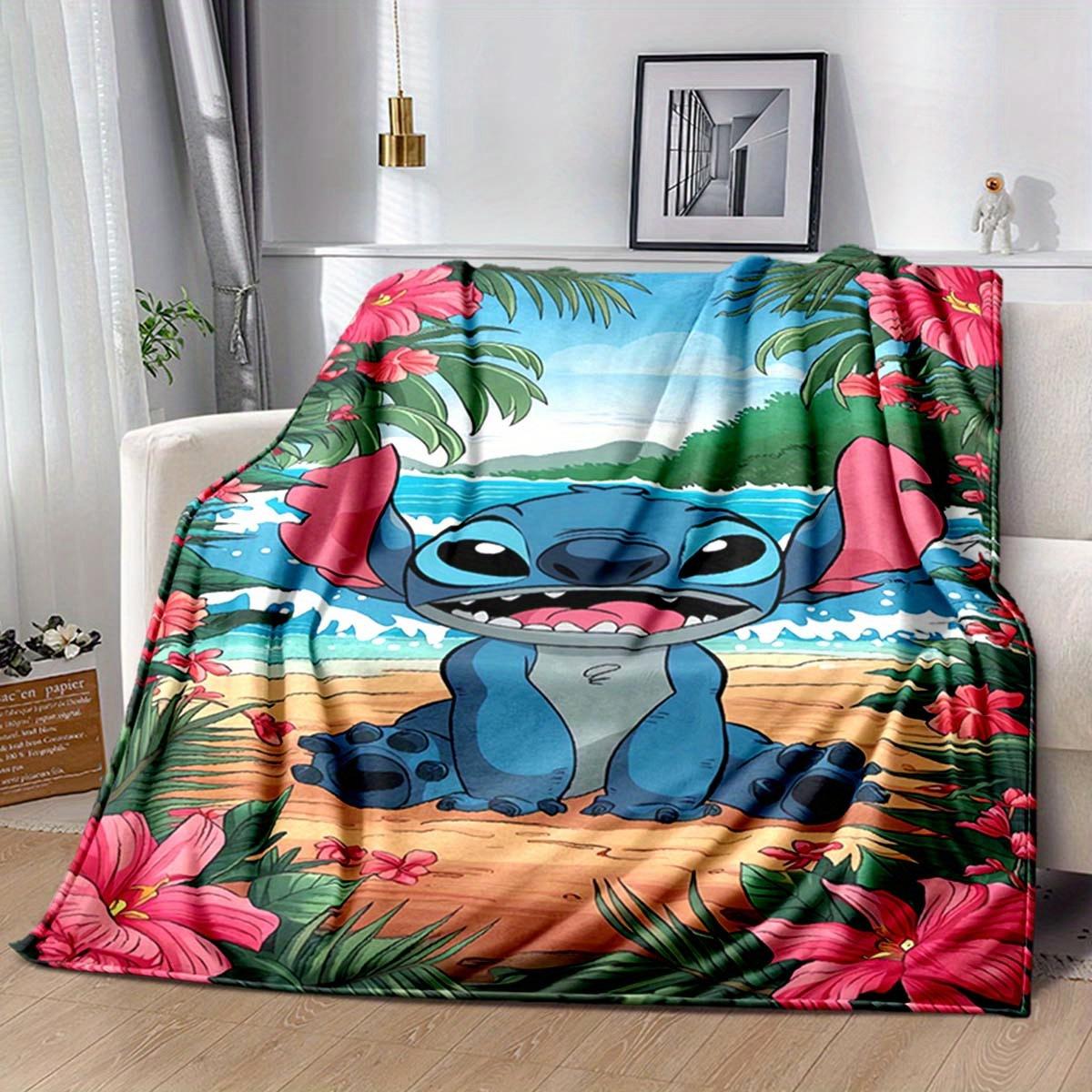 

1pc Stitch Printing Blanket for All Season, Cartoon Blanket, Office Blanket, Lunch Rest Blanket, Camping Talk, Car Blanket 130cmx150cm