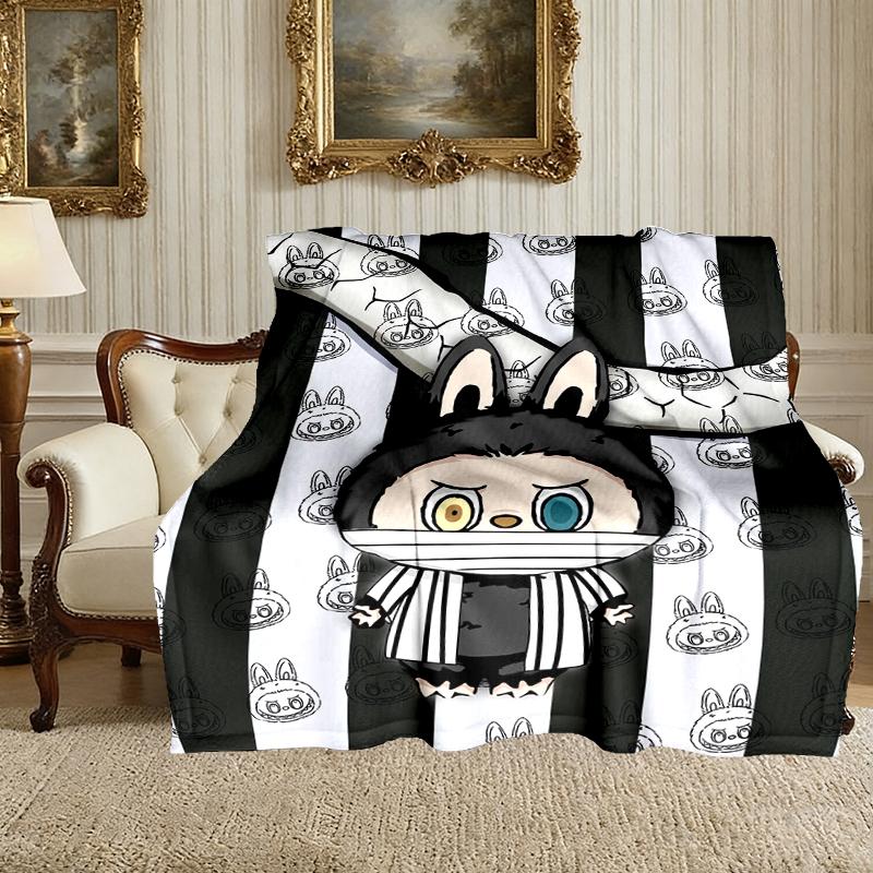 1 Stück Pflegeleichte LABUBU Decke, Perfekt für Sofa, Bett, Zuhause, Reisen & Mehr, Warme & Langlebige Bedruckte Decke