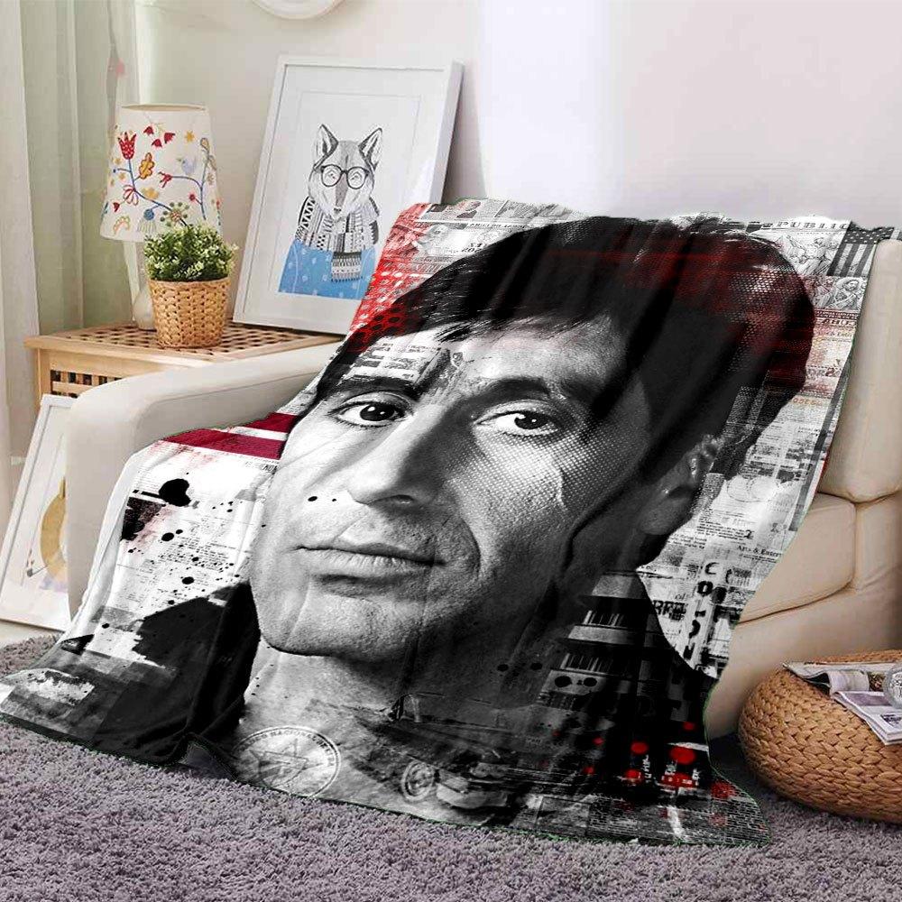 

1pc Scarface-Inspired Flannel Blanket - Soft Cozy All-Season Throw for Bedroom, Sofa, Camping, Travel - Perfect Gift for Movie FansB52 80cmx120cm(31inx47in)