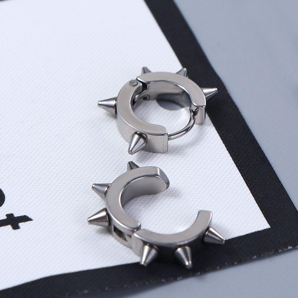 Round Hoop Earrings Earclip Punk Rivets Ear Clip Stud Earrings Women Men Earrings Clip Earrings