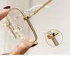 Retro Square Metal Glitter Frames Eyeglasses Female Stylish Optical Myopia Blocking Eyewear Reading Anti-blue Lightweight Glasses