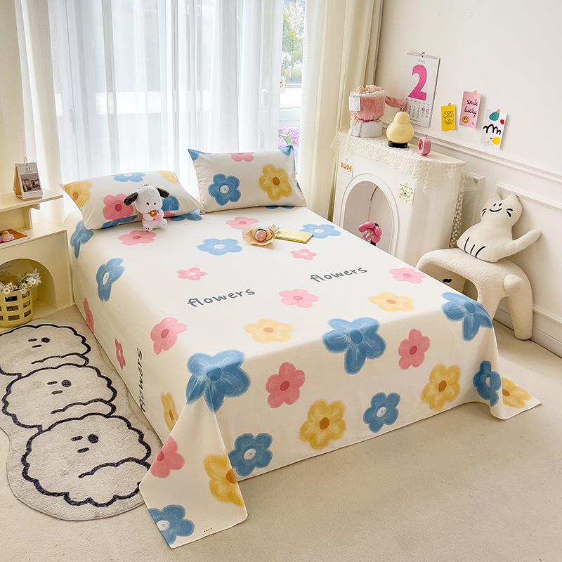 Painted Flowers 100% Cotton Bed Sheet Set Thickened Bedspread with Pillowcases Skin-friendly Breathable High Quality Bedding Set