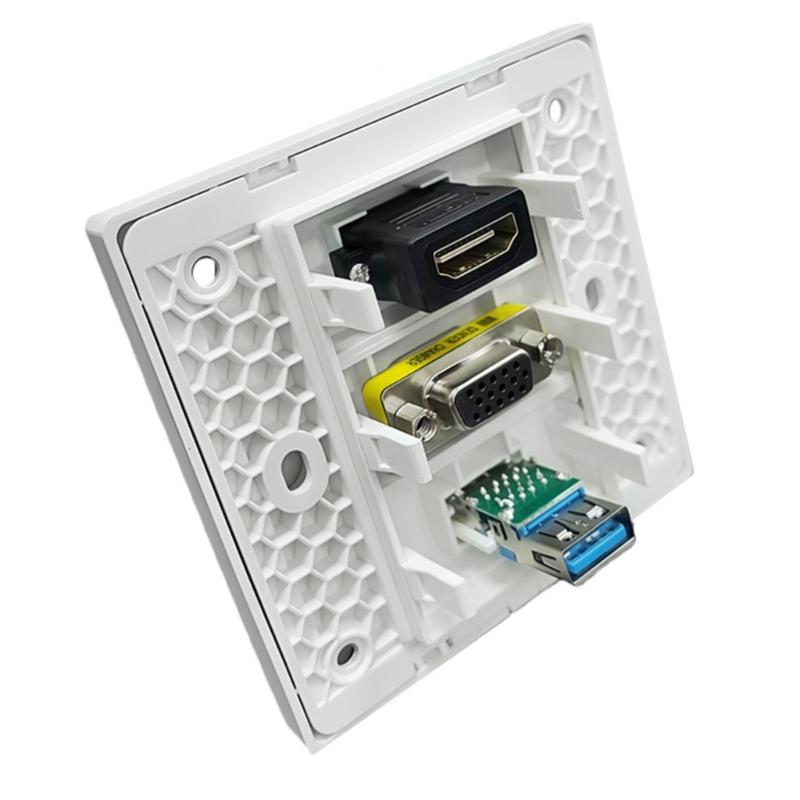No Solder Direct Connecting VGA HDTV USB Wall Mount Panel 86mm Wall Outlet Video Socket for HDTV Video Audios Transmission