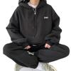 Women's Loose Sportswear Set: Solid Color, Plus Velvet, Korean Fashion, Two-Piece for Spring & Autumn Winter
