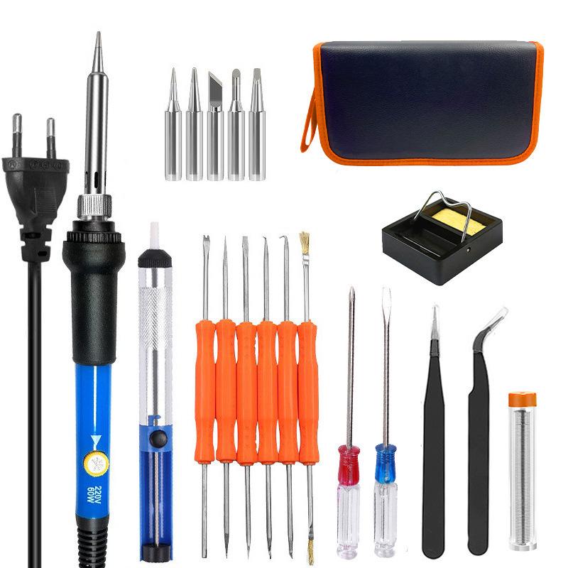 60W Soldering Iron Kit: 20-Piece Set with Adjustable Temperature for Home Welding and Repair.