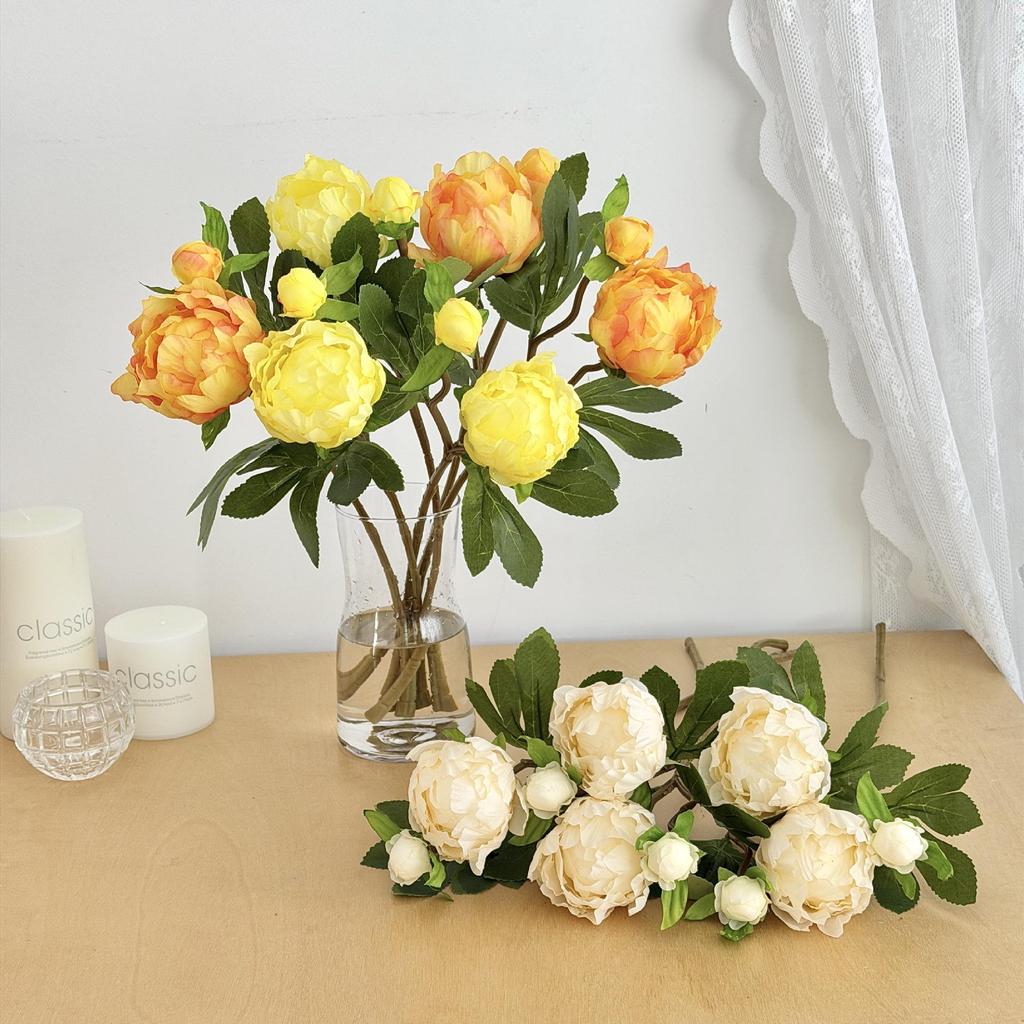 Pivoine rose artificielle à double tête pour la décoration de la maison, de l'hôtel ou de la photographie