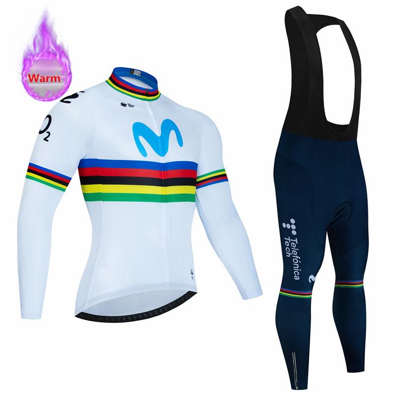 2026 Movistar Zimní teplý termo fleecový set Cyklistické oblečení Cyklistický dres Sportovní Španělsko MTB Cyklistické oblečení Maillot Ciclismo Hombre