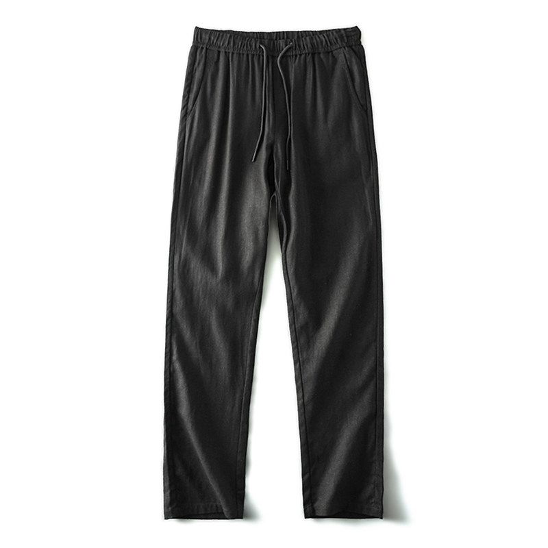 Linen Pants Men s Summer Thin Japanese Retro Trendy Straight-leg Pants Export Export Men s Clothing All-Matching Casual Trousers Black EUR35