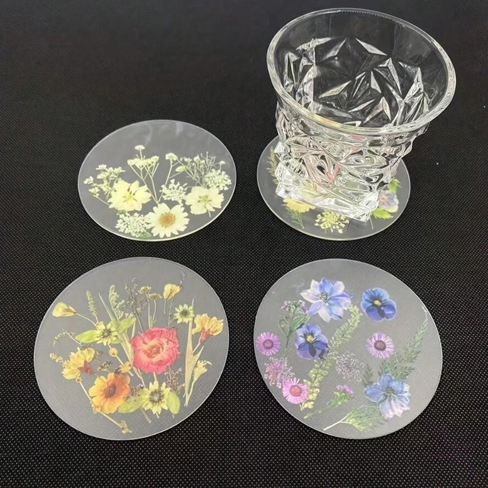 4pcs Colorful Table Coaster 2D Flat Cup Mat New Acrylic Coasters  for Weddings Birthdays