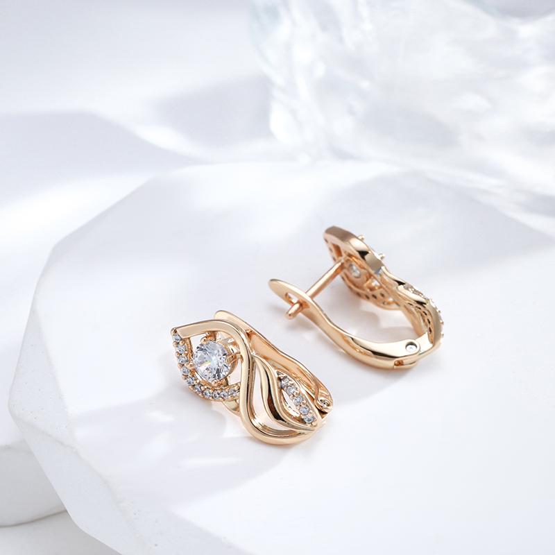 Cercei Atârnători Culoare Aur Roz Modă Zircon Natural Cercei Cristal Vintage Pentru Femei Bijuterii Fine Zilnice