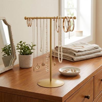 Horizontal Bar Jewelry Display Stand Metal Frame Necklace Holder  Woman Accessories