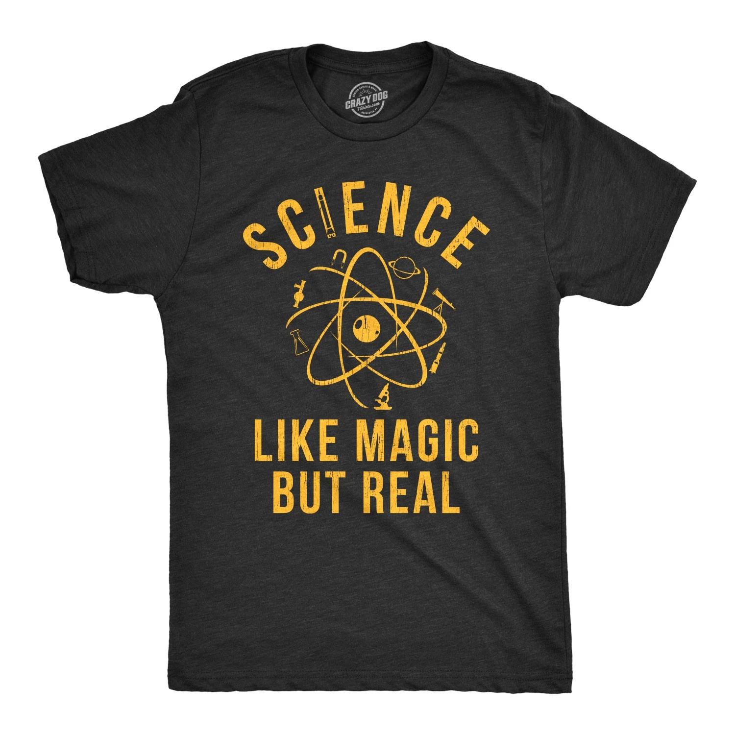 Mens Science Like Magic But Real T Shirt Funny Nerdy Teacher Tee L