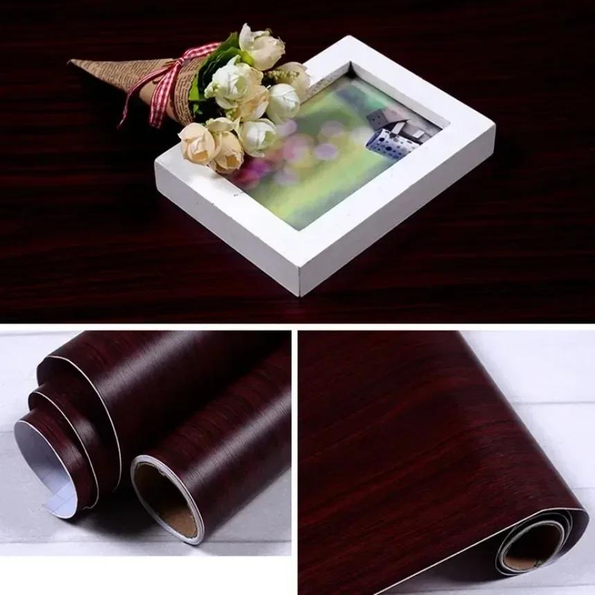 80cm/Wood Grain Vinyl Wallpaper Roll Waterproof Home Desktop Cabinet Door Furniture Renovation Stickers Peel Home Decorations