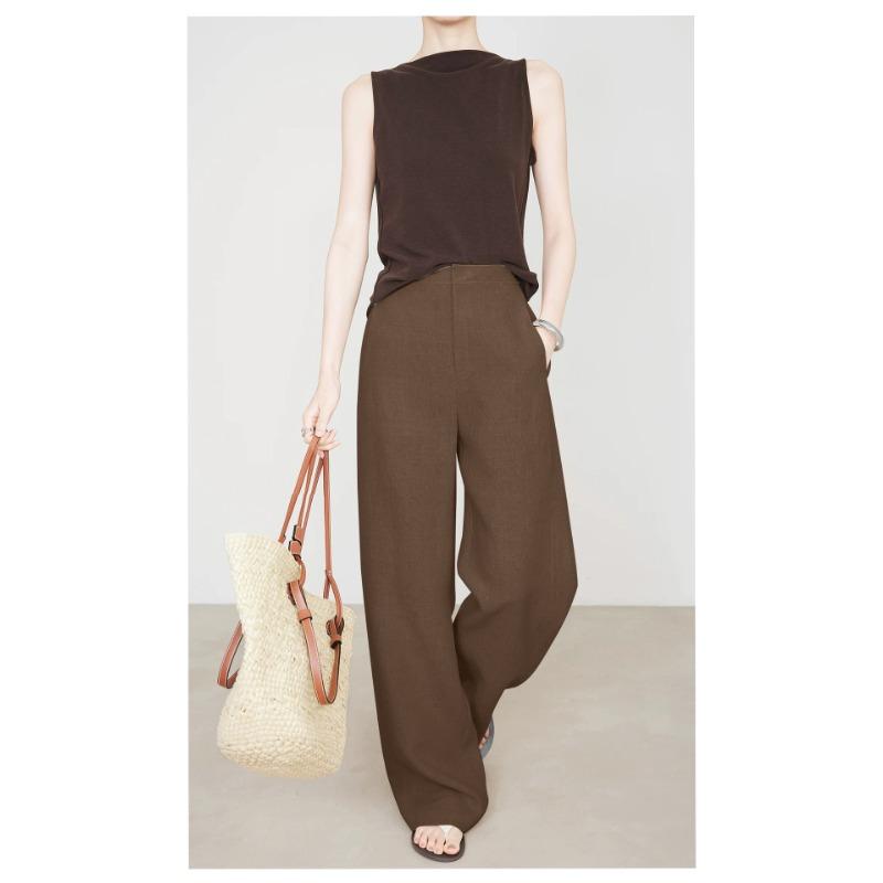 

Женские брюки с широкими штанинами, новый летний тонкий стиль, драпирующиеся и ленивые повседневные брюки 31 темно-коричневого