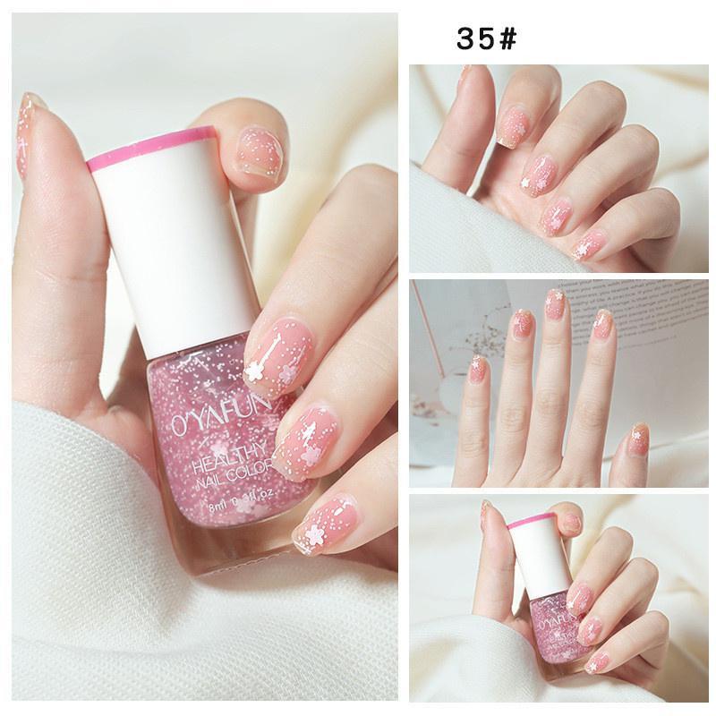 Nail Art zerreißbar, schnell trocknend, ohne Lampe, Nagellack, glitzernde Pailletten, matt, wasserdicht, kein Backen, Nagellack LM