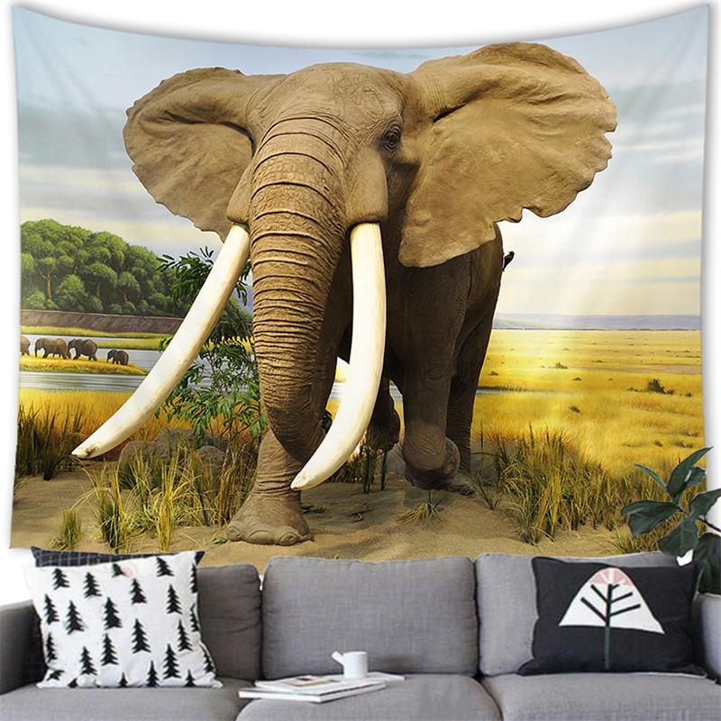 Elephant Tapestry Wall Hanging Wild Animal Creative Elephant Decorative Tapestry Wall Hanging Elephant Home Dormitory Decoration