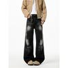 American high street washed cracked jeans men's and women's spring new retro old straight versatile casual pants