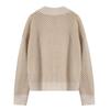 V-Neck Diamond Stripe Knit Cardigan Jacket - Autumn/Winter Loose Fit Women's Forest Style