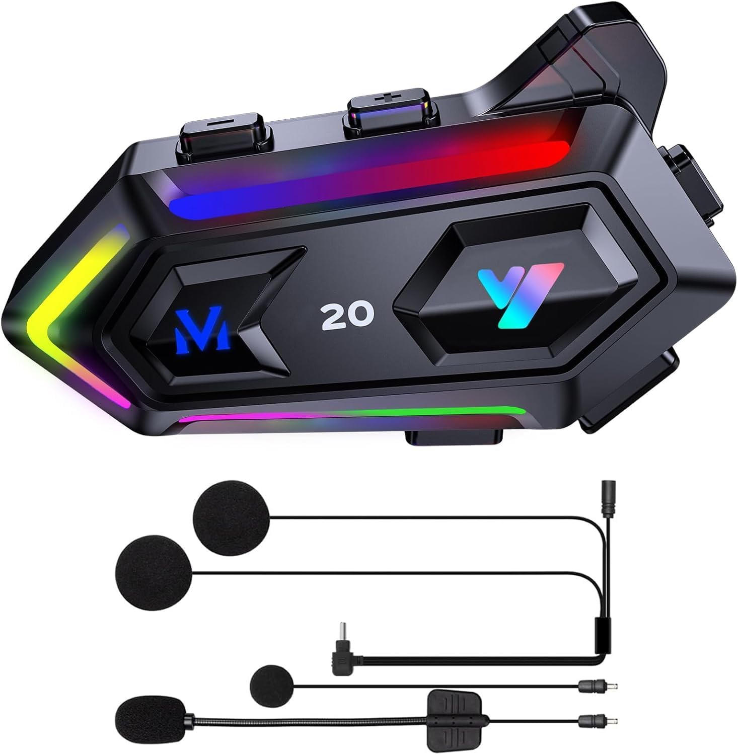 

FEYA Motorcycle Helmet Noise Suppression 40mm Helmet Changing RGB IP67 AI Voice Single 25 Hours of Continuous Fast Siri Voice Voice Automatic Call чёрный