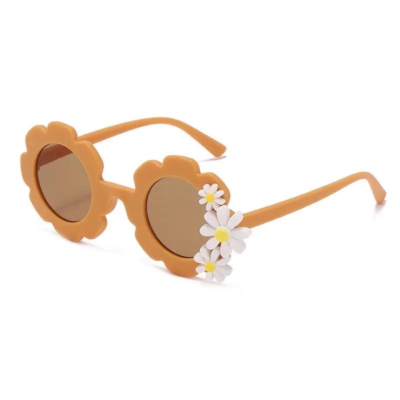 Kids Cute Round Sunflower Sunglasses Boys Girls Outdoor Travel Beach Acrylic Sun Glasses Sun Shade Eyewear UV400