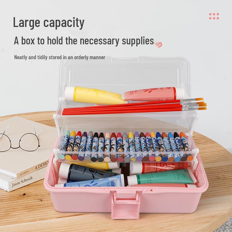 Three-Layer Folding Art Storage Box for Students