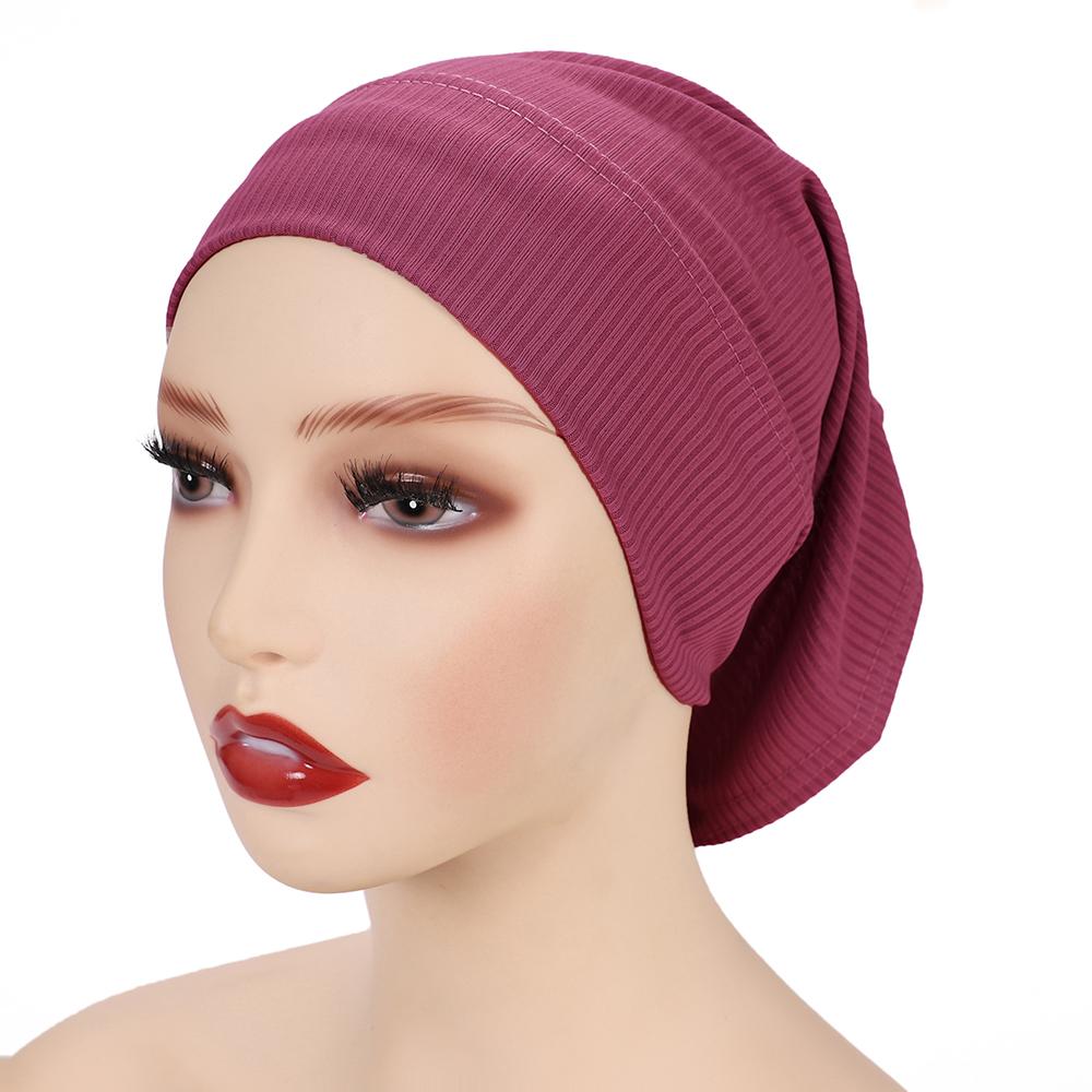 Muslim Ribbed Inner Hijab Caps Islamic Tube Underscarf Bonnet Stretch Headband Turban Musulman Femme Head Wraps