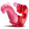 New 4 in 1 Women Tongue Swing Thrusting Dildo Vibrator Clitoris Nipple G-spot Pussy Stimulator Vagina Anal Masturbator Sex Toys for Couples Waterproof