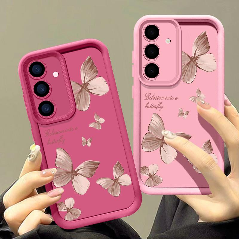 Wzór motyla Wstrząsoodporna matowa obudowa telefonu do Samsung S25 Ultra S24 FE S23 Plus S22 A56 A36 A16 A55 A06 A15 A35 A05 A54 TPU Miękka obudowa zderzaka