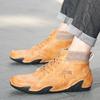 Popular Casual Men's Shoes Soft Sole Leather Non-slip Medium Tube Lace-up Versatile Octopus Shoes Men's Boots