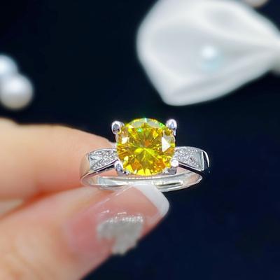 Nuevos anillos de apertura de forma redonda amarilla con temperamento para mujer, circón de San Valentín, joyería fina y concisa, regalo